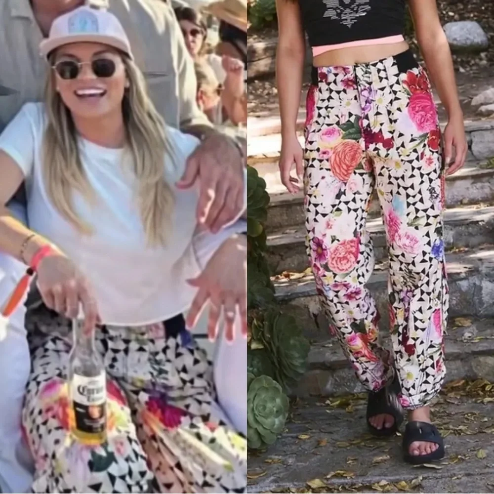 FREE PEOPLE MOVEMENT MESMERIZE ME FLORAL CARGO PANTS MEDIUM - Picture 3 of 13